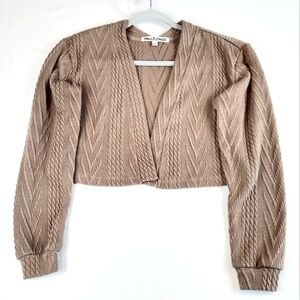 Wallflower Juniors Small Lifestyle Cropped Lightweight Knit Open Front Sweater